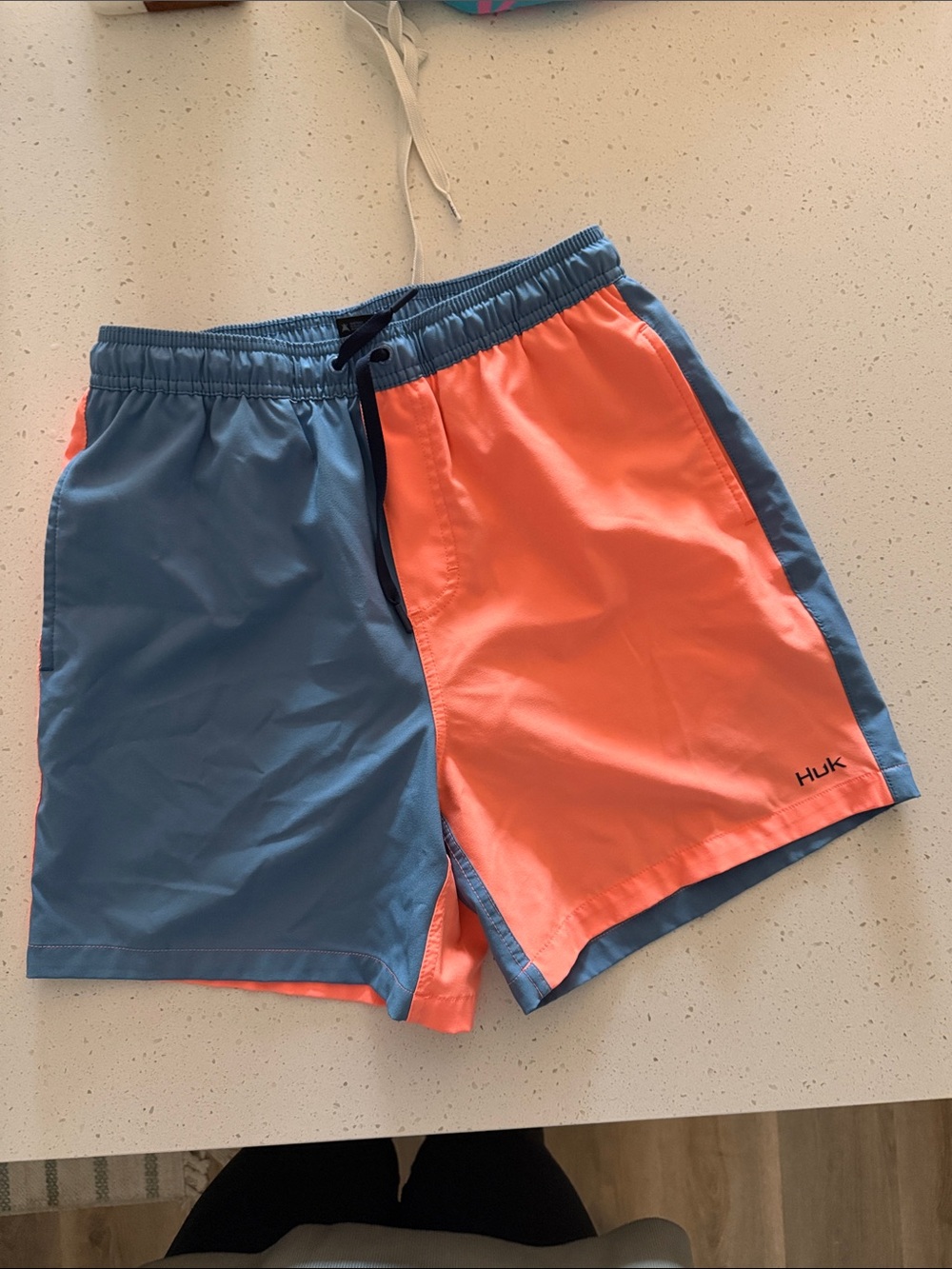 Huk Men Swim Shorts Blue and Coral